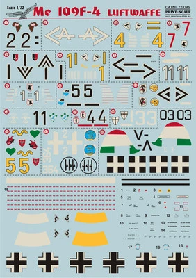 Print Scale 72-049 - 1/72 Decal for Me 109 F-4 Luftwaffe (Aircraft wet decal) - Image 1 of 4