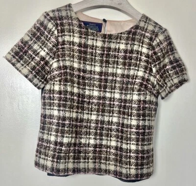 Top LAURA ASHLEY Calidad Tela Británica Tweed Frontal Mezcla Lana Talla UK 10 Foto 1 de 4