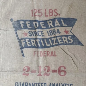 Sack Feed Bag Federal Fertilizers 125 Lb Fabric Nashville Tenn. - Picture 1 of 3