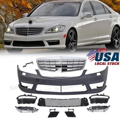 For MERCEDES BENZ 2007-2013 W221 S63/S65 AMG Style Front Bumper kit w/Grille Foto 1 de 4