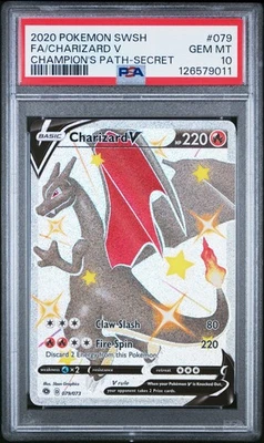 Charizard V PSA 10 Champion's Path Secret Rare Full Art 079/073 Pokemon Card - Image 1 of 2