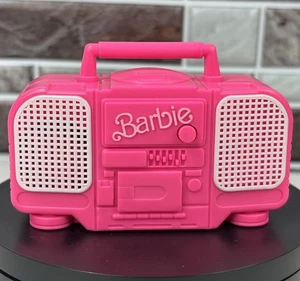 Radio boombox estéreo rosa intenso neón Barbie Rappin Rockin 1991 vintage probada - Imagen 1 de 9