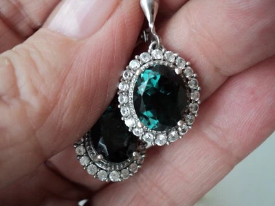 Pendientes Alejandrita Simulada 10x8mm Blanco Circón Acento Plata Esterlina DAD307 Foto 1 de 4