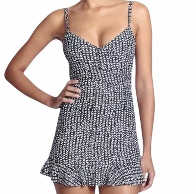 LA BLANCA Santana Skirted Swimsuit Sz 8 One Piece Swimdress Abstract Black White - Image 1 of 4