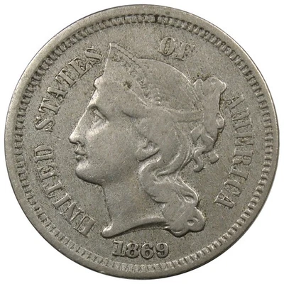 1869 Three Cent Nickel VF+ VERY FINE Condition Type Coin A2039 - Image 1 of 2
