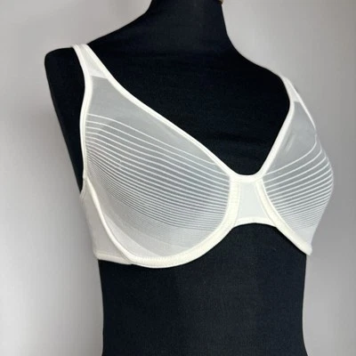Vintage Warners Pure Electricity Bra 34C White Sheer Underwire Bra Unlined Sexy - Image 1 of 4