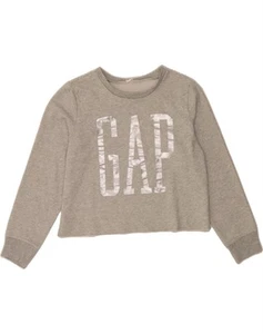 GAP Womens Oversized Crop Graphic Sweatshirt Jumper UK 10 Small Grey CZ36 - Picture 1 of 3