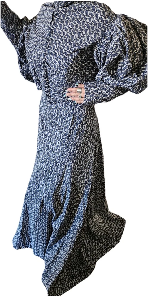 Vtg Pioneer Prairie Colonial Day Cotton 2-Piece Paisley Edwardian Dress Fits 4/6 - Image 1 of 4
