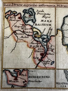 Germany Baltic Sea Pomerania Meklenburg Westphalia 1681 Du Val miniature map - Picture 1 of 3