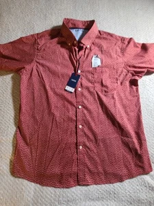 IZOD XL Leaf Leaves All Over Print Red Cool FX Button Down Shirt NEW NWT - Picture 1 of 10