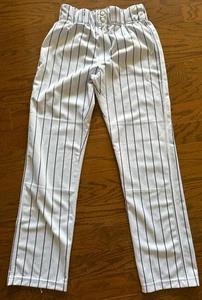 Pantaloni da baseball uomo Evoshield bianco navy gessato fondo aperto cuciture interne piccole 30" - Foto 1 di 5