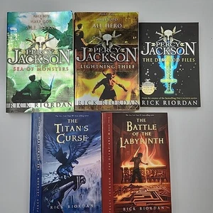 Percy Jackson Book Bundle by Rick Riordan (Paperbacks) x 5 - Picture 1 of 21
