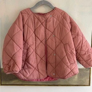 ZARA Kids Dusty Pink Quilted Kids Puffer Jacket Button Up Size 6 - Picture 1 of 4