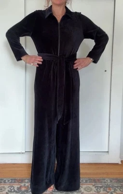 ME + EM женщин вельветовые широкие ноги комбинезон подпоясанный темно-синий, размер США 12 - Изображение 1 из 4