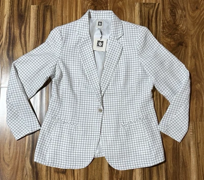 Anne Klein Women's White and Black Plaid Jacket Blazer Size Large (MSRP$139) - Image 1 of 4