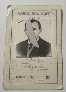 FABBRICA BIRRA MORETTI-Questa Tessera è rilasciata ai dipendenti della Fabbrica - Imagen 1 de 2