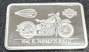 Lingote Harley Davidson 90 aniversario 1,4 oz plata .999 1941 FL 74 [1578] - Imagen 1 de 6