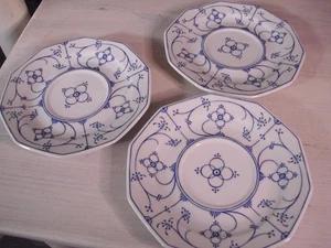 3 Porzellan Unterteller / Indisch Blau Arabella / 10 Kantig - Bild 1 von 3