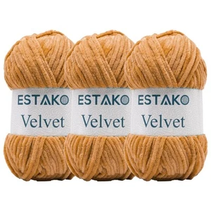 Velvet (3- Skeins Pack) Chenille Blanket amigurumi Yarn for Crocheting and Kn... - Picture 1 of 5