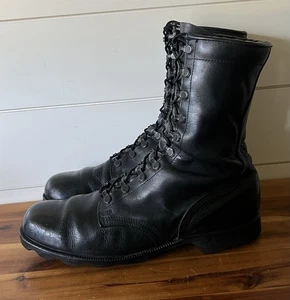 Vintage 1985 NS Ro Search Military Combat Jump Boots Black Leather Men 11.5 R - Picture 1 of 14