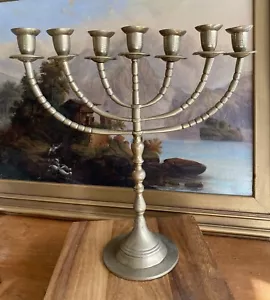 7 KERZENBÜGEL Messing GROSSE MENORAH Vintage bewegliche Zweige - Bild 1 von 12