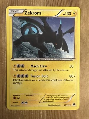 Zekrom 39/116 Blister Promo Cosmo Holo Rare MP Pokémon Card - Image 1 of 2