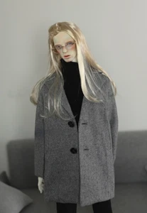 BJD Long Jacket Woolen Grey Overcoat Outwear For 1/4 1/3 SD17 Uncle SSDF Doll - Bild 1 von 6