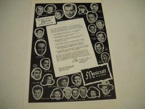 MUSICRAFT 1947 Promo Trade Ad ARTIE SHAW Slam Srewart LOUANNE HOGAN Dave Denney - Picture 1 of 1