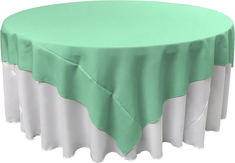 LA Linen Polyester Poplin Square Tablecloth, 90" x 90", Mint - Image 1 of 1