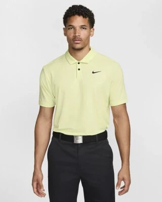 Nike Dri-FIT Tour Mens Sz Large DV3123-736 Lemon Twist Yellow Black Golf Polo - Image 1 of 4