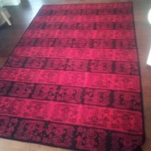 Jose Cotacachi Tejidos Red & Black Baby Alpaca Wool Blanket Aztec Design 61x90 - Picture 1 of 8