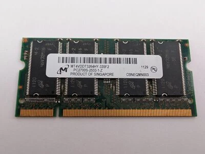 Micron 256MB DDR1-333 PC2700 200-Pin Non-ECC SO-DIMM Single Rank 32x16 RAM  - Image 1 of 3
