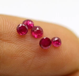 Pinkish Red Color Mix Sizes Natural Ruby Round Cut Loose Gemstone 0.59 Ct Burma - Picture 1 of 15