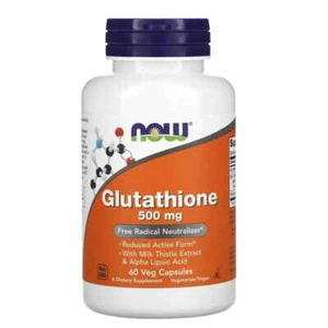 NOW Foods Glutathione 500mg 60 Caps | Detox Support with Milk Thistle & ALA - Picture 1 of 2