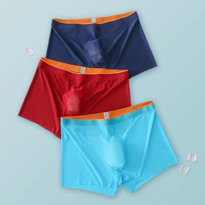 Men Ice Silk Seamless Underwear Boxer Briefs Underpants Panties Breathable US🔥 - Image 1 of 4