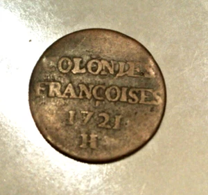 Louis XV 9 deniers colonies 1721 H La Rochelle RARE RARE - Picture 1 of 2