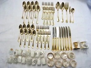 INTERNATIONAL GOLD PLATE STAINLESS FLATWARE CHINA - Picture 1 of 19