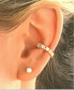 BEAUTIFUL GOLD VERMEIL CZ TENNIS BAND EAR CUFFS BY EAR CHARM NIB #EC24 - Bild 1 von 3
