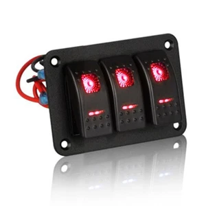 Car Marine Boat 3 Gang Circuit RED LED Rocker 12V 20A Heavy Duty Switch Panel - Foto 1 di 6