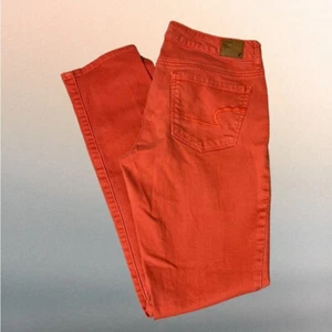 AEO American Eagle Outfitters Skinny Stretch Red Denim Jeans Size 8 - Picture 1 of 8