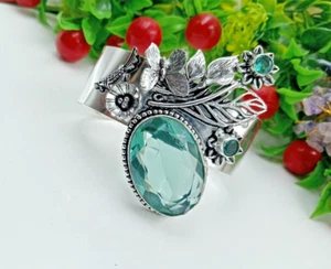 Pulsera de plata de ley 925 de vidrio y piedras preciosas de topacio hecha a mano - Imagen 1 de 3