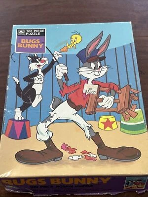 Vintage 1990 Bugs Bunny~Sylvester~Tweety~100 Golden Puzzle 4605-54 Complete - Image 1 of 4