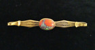 antique GEORGE N. STEERE BRASS BAR PIN/BROOCH with ART GLASS CABOCHON  RARE