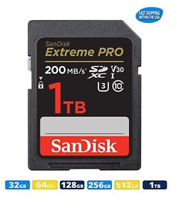 Sandisk Extreme Pro SD Card 64GB 128GB 256GB 512GB 1TB Memory Card Canon Nikon