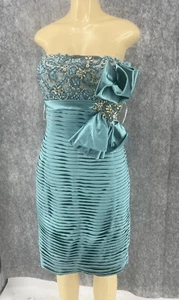 Terani Couture 100 % Polyester Damen grün trägerlos Cocktail Party Kleid 12 - Bild 1 von 12