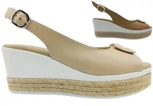 Sandali da donna Nero Giardini E307715D scarpe zeppa corda casual comode pelle - Imagen 1 de 13