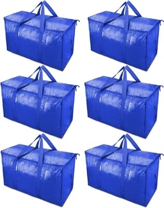 6 Pack Extra Large Moving Bags with Zippers & Carrying Handles, Heavy-Duty Stora - Picture 1 of 7