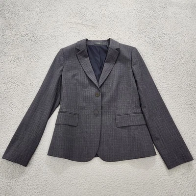 Theory Blazer Womens 8 Gray Carissa Classic Houndstooth Wool Blend Sport Coat - Image 1 of 4