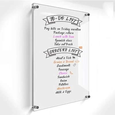 40x30cm Acrylic Dry Erase Board Clear Rounded Edges Magnetic Installation B SG - Image 1 of 4