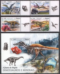 BW0607 2018 ANGOLA DINOSAURS & MINERALS PREHISTORIC ANIMALS #1936-1939+BL153 MNH - Picture 1 of 1